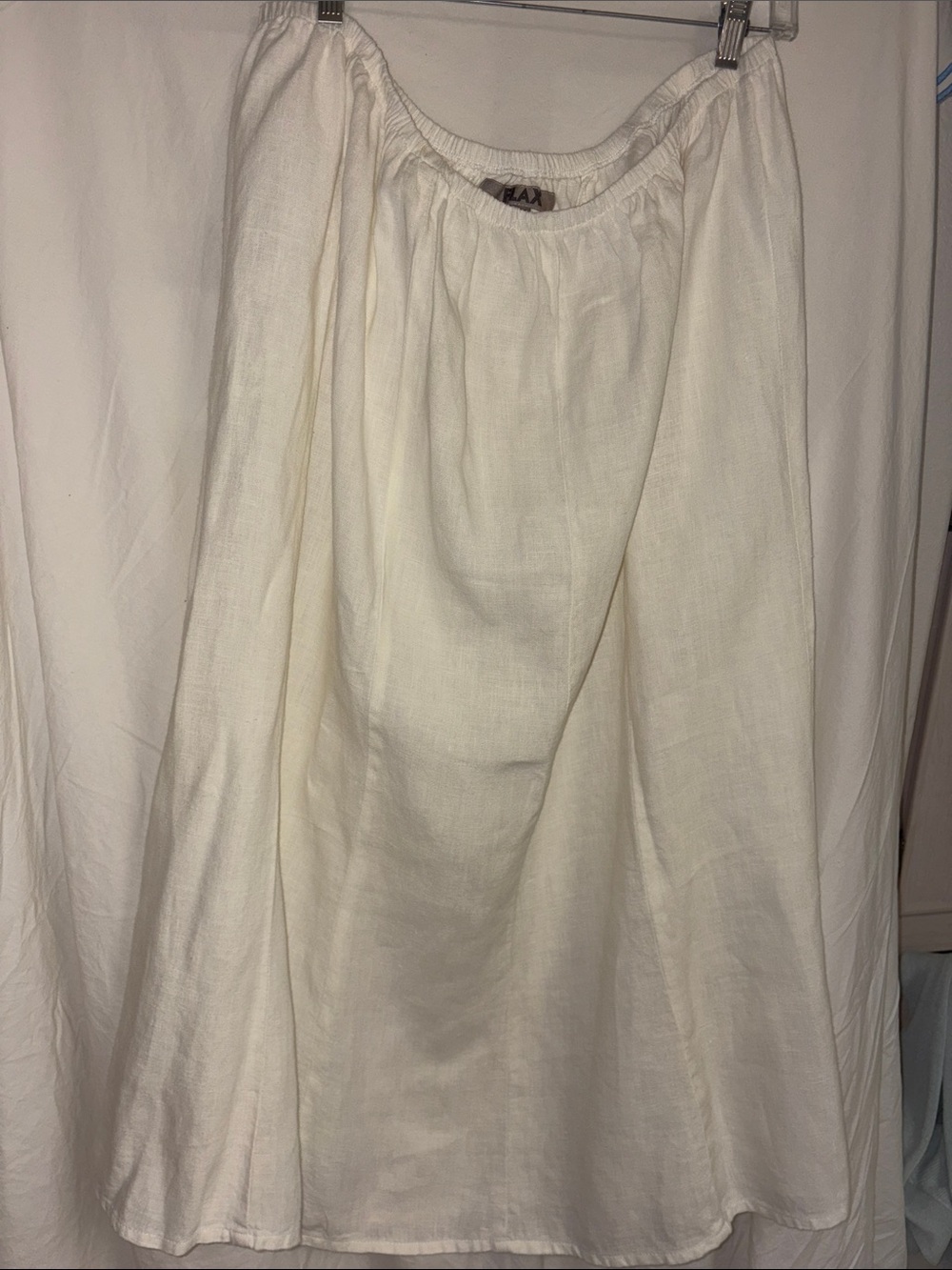 Flax 2G size White Linen-Look A-Line Skirt